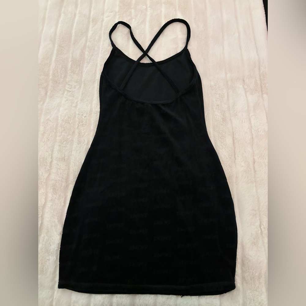 Skims Logo Velour Slip Dress